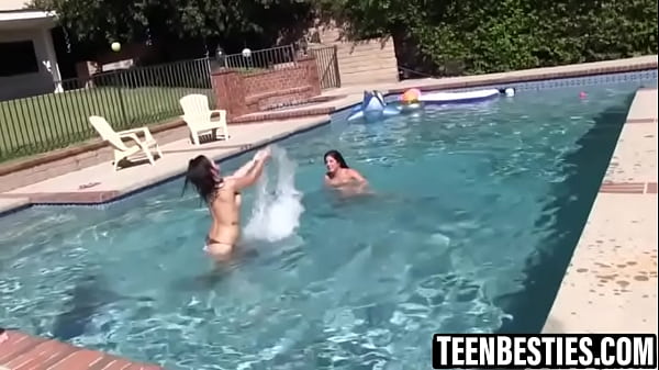 Barely legal babe fingered and pussy licked by her bestie! After they had a few, their pool party turns into a pussy licking fest!