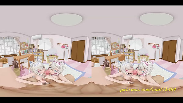 VR180 mmd FuwaMoco nude BlowJob 3d hololive Hentai